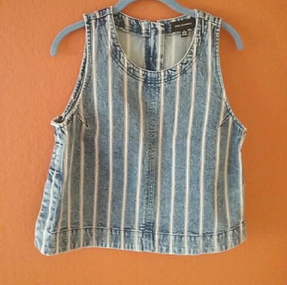Striped Blue Denim Tank Top